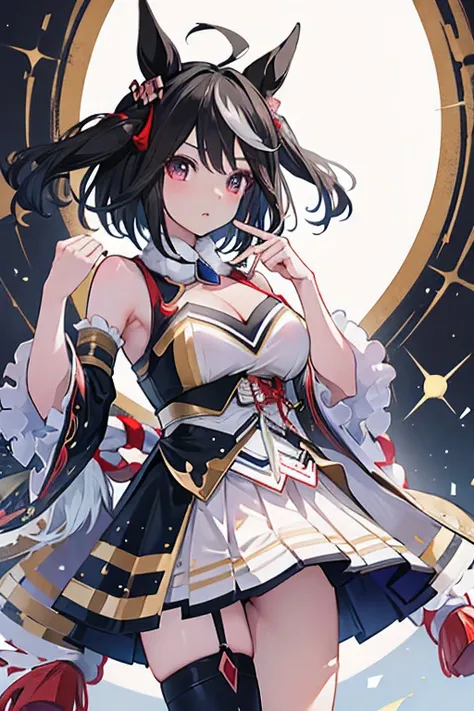 Masterpiece Top Quality Kitasan Black Fair Skin Beautiful Skin Thighs Chest Realistic Texture Real Light Reflection Gloss Top Grade Cleavage Cute Attractive Uma Musume Perfect Costume Kitasan Black&#39;s competitive uniform