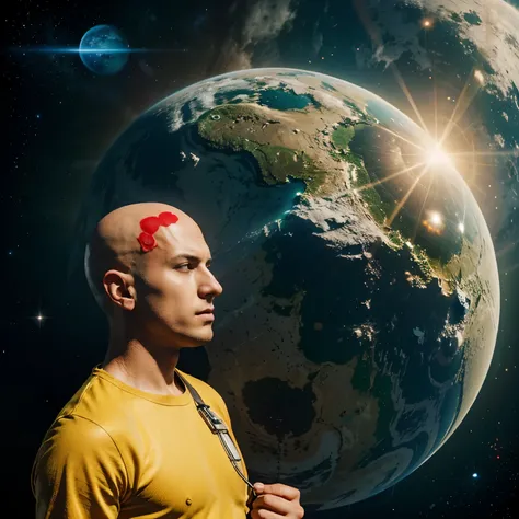 One punch man with planet earth in his hand