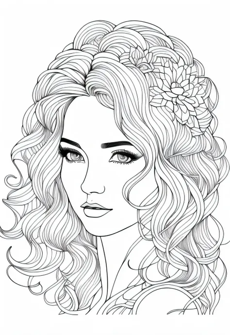 N/w a drawing of a woman with flowers in her hair, beautiful line art, line art portrait, exquisite line art, high quality sketch art, detailed feminine face, extremely fine ink lineart, beautiful drawing style, line art, detailed beautiful portrait, line ...