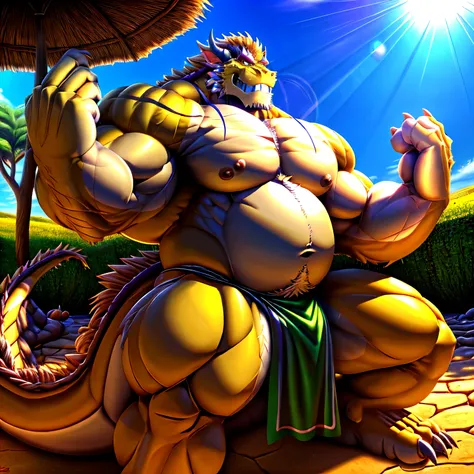 shendu, eastern dragon king, male dragon, eastern dragon, very big muscles, hulking, extremely strong, big abdominal muscles, hefty musclegut, pecs, muscular dad body, Strong and robust musclegut , strong abs, sharp claws, dragon feet claw, full body, loin...