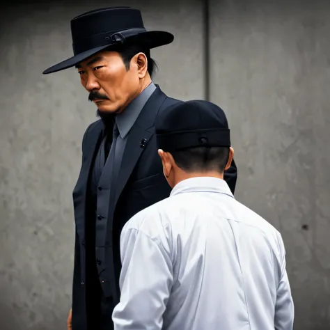 Japanese gangster looking on