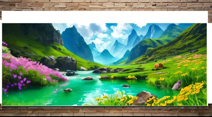 masterpiece, 最high quality, high quality, very detailed CG unity 8k wallpaper, With vivid colors and bright skies、an extremely colorful and purely fantasy environment, bright green grass landscape, Colorful Trees々, sparkling fruit, and bright blue flowers....