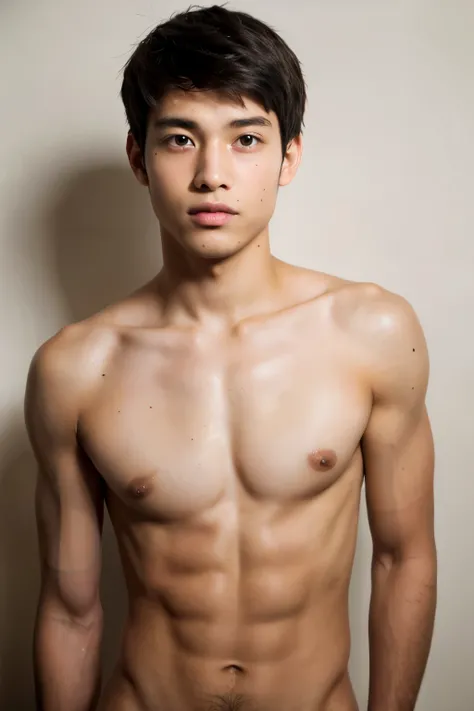 ((highest quality, 8K)), Beautiful man with perfect body in sharp focus, beautiful abs, (School: 1.2), Highly detailed face and skin texture, fine eyes, double eyelid, sexy, black skin, tanned body, Full body naked with all clothes taken off,Swimsuit,14 ye...