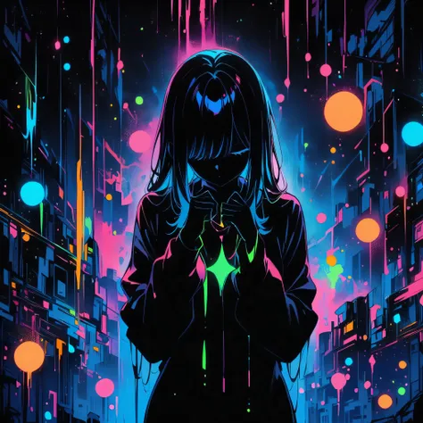 (masterpiece, best quality:1.2),black light, 1 girl, alone