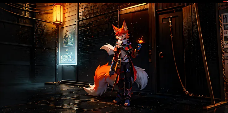 anime character with red fox mask and red sword, raposa e arbusto, raposa e naginata segurando arbusto, Armadura inspirada em Kitsune, kitsune segurando tocha, Kitsune, Three-tailed Kitsune fox, raposa digital, trends on Artstation 4k, mago raposa negra, t...