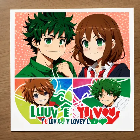 MHA Izuku and Ochaco themed "I love you" card