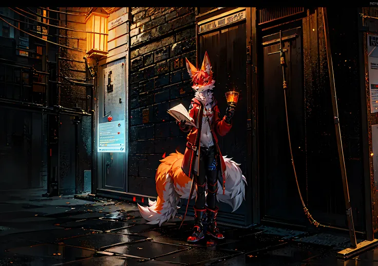 anime character with red fox mask and red sword, raposa e arbusto, raposa e naginata segurando arbusto, Armadura inspirada em Kitsune, kitsune segurando tocha, Kitsune, Three-tailed Kitsune fox, raposa digital, trends on Artstation 4k, mago raposa negra, t...