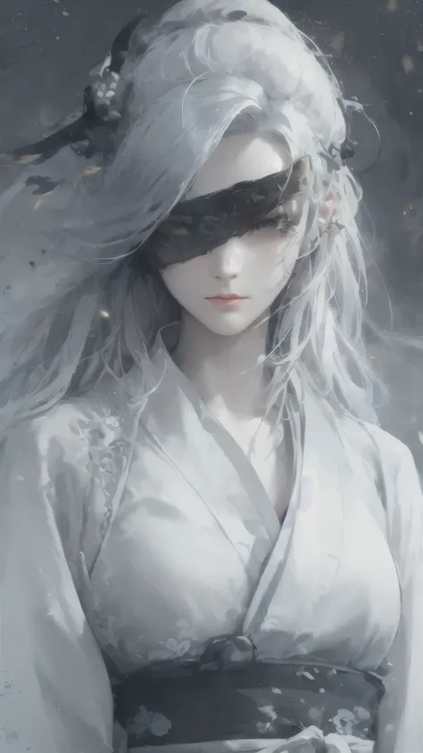a white hair、Close-up of woman wearing white mask, beautiful figure painting, guweiz, Gurwitz style artwork, White-haired God, author：Yang Jie, Epic and beautiful character art, Stunning character art, author：FAN Qi, by Wuzhun Shifan, guweiz on pixiv artst...