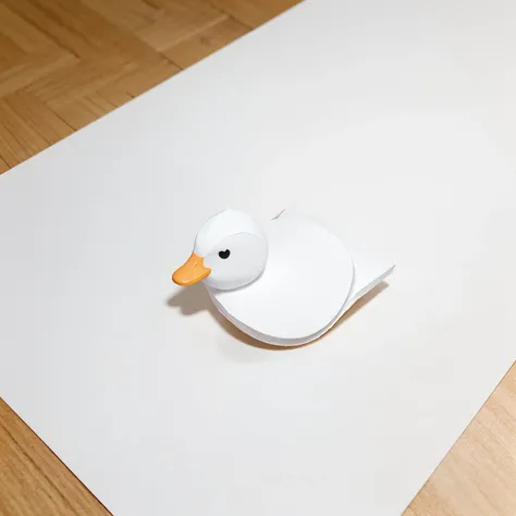 Duck shape logo made of white background paper