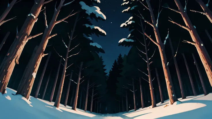 dark forest, night, no people, winter forest