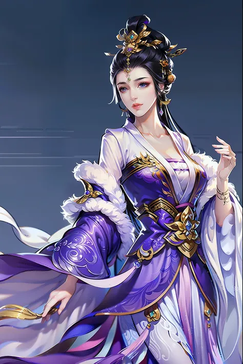 （masterpiece，super detailed，hd details，highly detailed art）1 girl，half body，jewelry，xianxia，purple attire，game senya，elegant，hig...