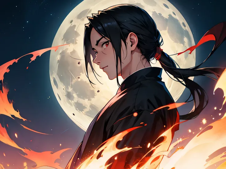 itachi uchiha mirando la luna