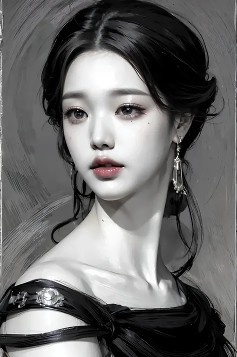 Un primer plano de una mujer con el pelo largo y pelinegro, Wonyoung de IVE, Retrato de Wonyoung de IVE, Wonyoung de IVE, Jang Wonyoung de IVE, maquillaje popular de Corea del Sur, Wonyoung de IVE, Retrato Wonyoung IVE, Tono de piel rosa pastel, Wonyoung d...