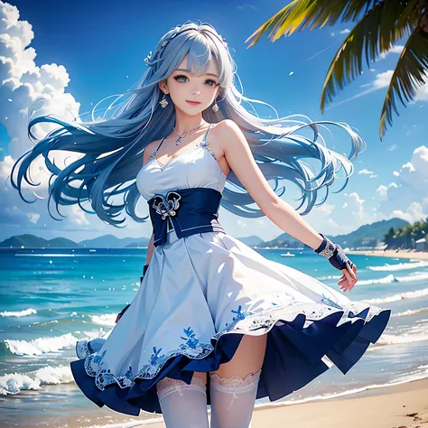 Low - Angle,from below,very the wind is strong,skirt lift,panty shot
(1 girl),(Kamisato Ayaka in Genshin Impact), ((masterpiece, highest resolution,highest quality)), (beautiful illustrations),(Beautiful medium-long silver-blue hair),(beautiful dark blue e...