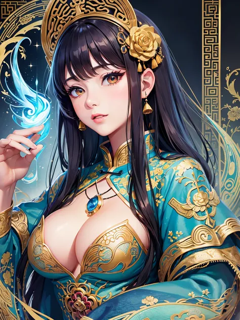 ((highest quality)),(ultra high resolution),(Super detailed),(detailed description),((best CG)),(best work of art),super precision art,amazing drawing art,(Chinese fantasy art with precise details:1.5), (adult women:1.6),(beautiful and well-shaped face:1.5...