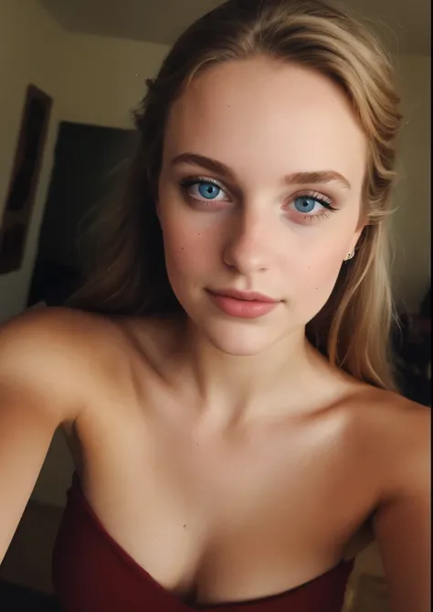 Selfie of a beautiful young woman, filmed on an iPhone camera