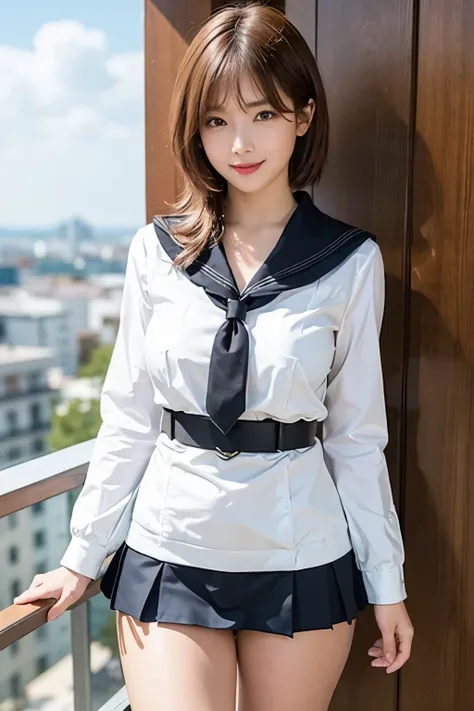 "(best quality, 4k, 8k, hight resolution, masutepiece:1.2), ultra-detailed, realistic:1.37, short light brown hair, high school ...