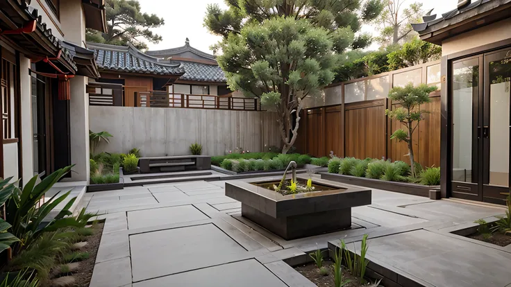 Jardin de style chinois moderne