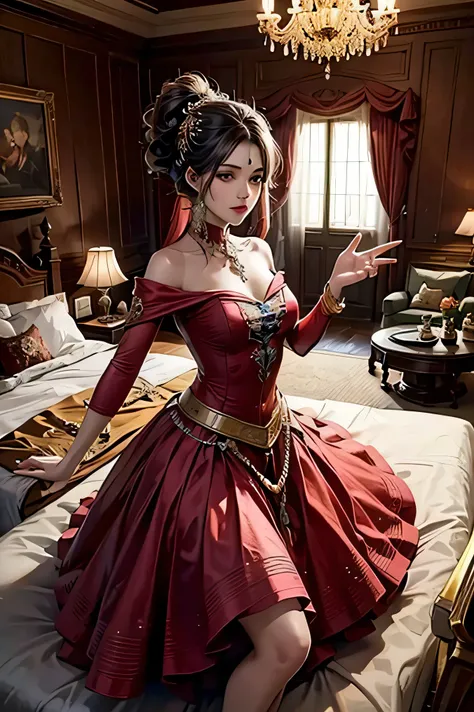 A woman in spanish matador suite, luxury. epic, hyperdetailed, intricate details, high_res