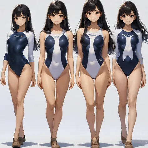 ((full body)),(masterpiece, highest quality), (3 girls 1.5) ,((contrasting:1.5)), looking at iniewer, walk,((in_arm:1.2)), wear gymnastics_longsleeines_leotard_outfit leotard:1.3), , BREAK masterpiece black hair, ((long hair:1.2)), ((parted bangs:1.3)), bl...