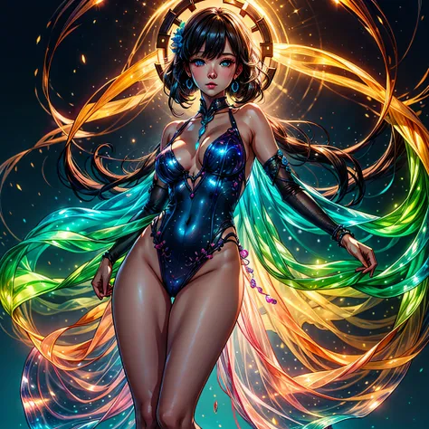 reveal fullbody luminous tattoo ❤ bioluminescent earring:Eiffel , epic chest tmasterpiece RAW nsfw naked, UHD, HDR, max best lighting, detailed background geometric multidimensional deep path equirectangular night cooling Eiffel earring, denim lens, Statue...