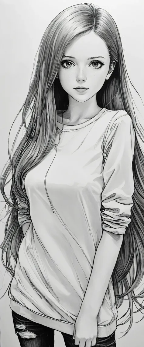 (Pencil_Sketch:1.2, messy lines, greyscale, traditional media, sketch),masterpiece, best quality, {best quality}, {{masterpiece}}, {high resolution}, focus, anime style, Cartoon full body close-up of a woman, girls design, portrait, gisha, anime image, lon...