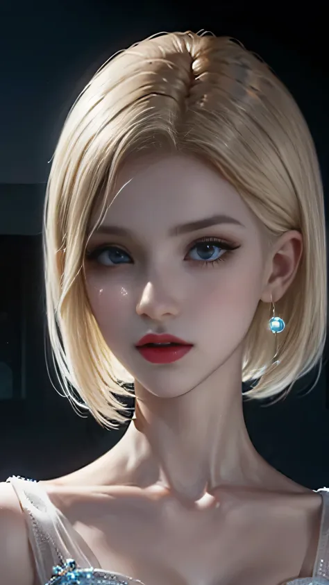 portrait、School、bright look,(shortcut、bob hair)、young shiny glossy white shiny skin、the best beauty、blonde reflection、Silvery white hair with dazzling highlights、shiny bright hair,、super long straight hair、Shining beautiful bangs、Sparkling crystal clear ch...