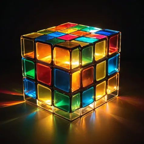 luminescent,Glass,rubik&#39;s cube,translucent,Reflection,fourth dimension,Colorful lights,闪闪luminescent表面,Complex puzzles,luminescent,Geometry,illuminated,transparency,Observations,rotate,charming pattern,complex design,reflective,Interactive,Visual charm...