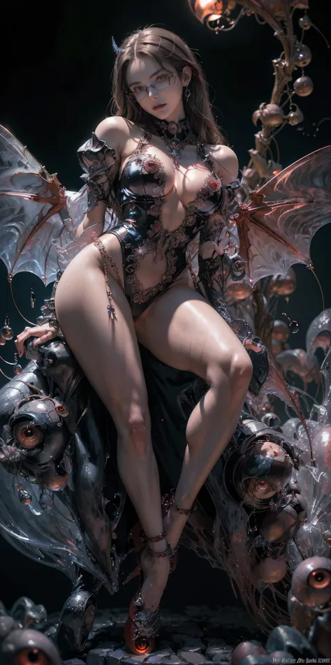 (The best illustrations)、realisitic、ultra-detailliert、The best lighting、Best Shadows、alluring succubus, ethereal beauty, perched on a cloud, (fantasy illustration:1.3), enchanting gaze, captivating pose, delicate wings, otherworldly charm, mystical sky, (L...