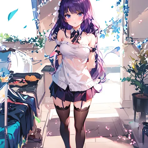 Anime - Stylish image of a woman wearing a white shirt and purple hair, Seductive anime girl, strong on pixiv artstation, strong on artstation pixiv, Anime mo art style, Beautiful anime girl, Attractive anime girl, cute anime girl, 4K animation style, stro...