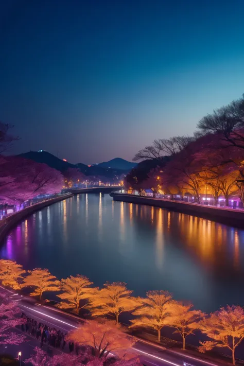 The night is full of lights along the Hangan River in Seoul during the beautiful spring season. The nature around the river is alive with colour and vibrancy, every detail exquisitely captured in ultra quality. With the use of RAW 8K Macro lenses, each pet...