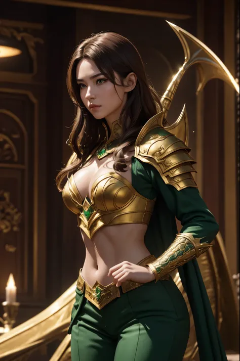 8K,dragon horn,sexy dragon chest armor,,A dragon princess full of elegance,Super beautiful(like the real thing),brown hair,Inside the Royal Palace,green rouge,golden eyes,sharp stab,masterpiece,Photorealistic RAW photos of the highest quality。bright colors...