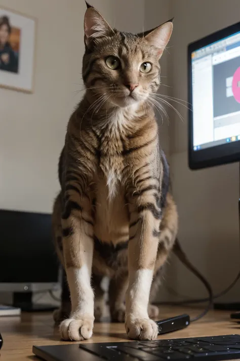 gato obra perfecta en compuatadora