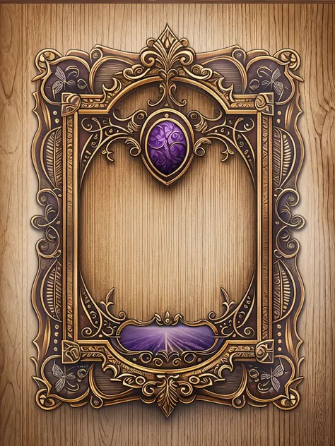 card frame，card UI，picture frame。antique style，full of mystery，brown，Purple，card UI设计，high-definition，4k。