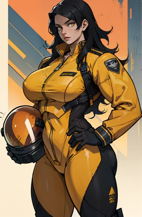 huge breasts black hair yellow eyes pale skin pilot suit very long hair pilot suit pilot suit pilot suit pilot suit 