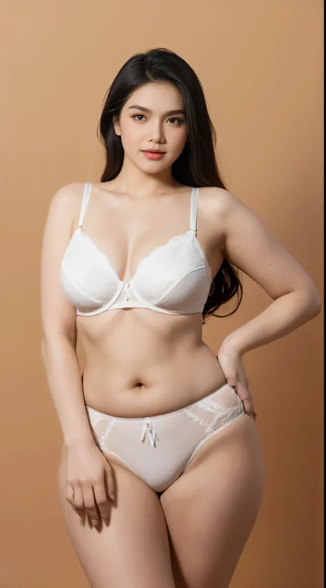 vogue style side view photo shoot of malay 20years old young woman wear lace white ((bra patches)) and panties with pastel color...