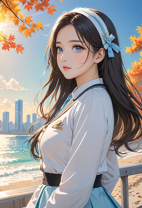 masterpiece,((clear lines)),  Limited color palette,best quality, flat color, low contrast, ((1 girl)),(((An extremely delicate and beautiful girl))),(Beautiful and delicate face),(Beautiful and delicate eyes),{long hair},hair accessories,((Medium chest)),...