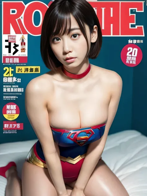 masterpiece、supergirl costume、short hair、barefoot、big and full breasts、Private room、masturbation addict on bed、sexy pose、athlete、shiny、looking at camera、Seduce、choker、enamel、red mini skirt、Weekly magazine cover、Sculpture Magazines、sweaty、radical、