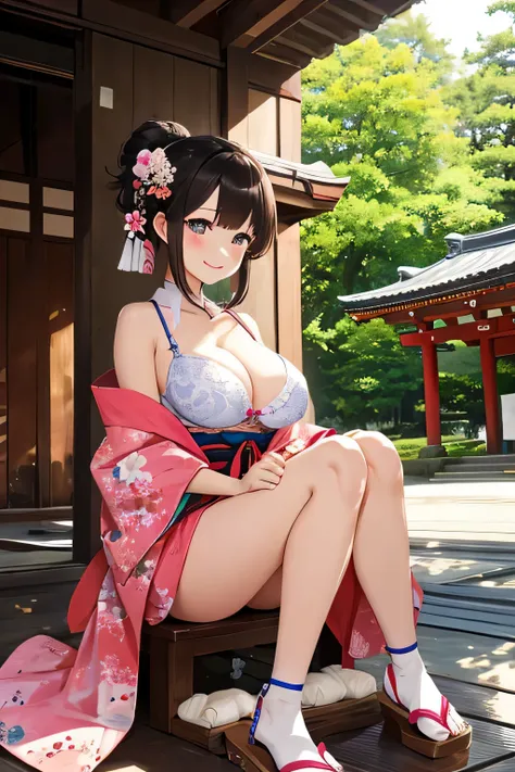 highest quality、High resolution、detailed background、cute10代の美少女、(two women:1.3)、brown hair、bob cut、braided ponytail、(huge breasts:1.3)、realistic、perfect body line、Floral embroidered panties、floral embroidered bra、emphasize the chest、emphasize cleavage、
He ...