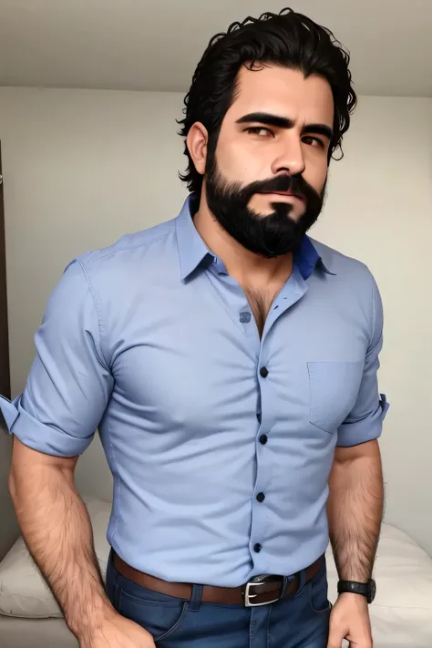 hombre peludo con camisa de franela