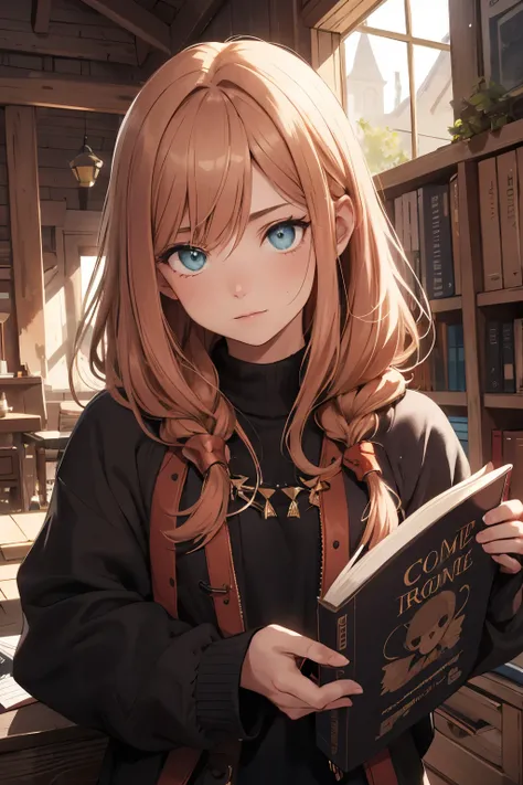 Hace una imagen como portada de libro, que tenga una caligrafia y diga PIEDRA ARDIENTE. En la portada tiene que estar un chico adolescente de pelo negro y ojos color miel y ropa de aventurero, also accompanied by a woman with light copper hair