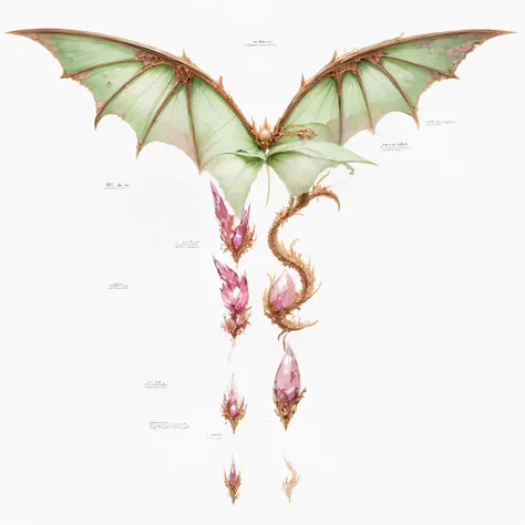 dragon element，bat dragon wings，Pink