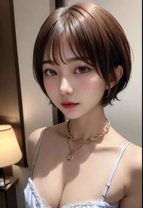 ((highest quality))、(masterpiece:1.4)、Raw photo、8K、((best image quality))、 ((High resolution))、Beautiful face in every detail、realistic human skin、gentle expression、(one woman:1.3 )、realistic、Photoreal、(short hair)、(Beautiful woman)、(cute japanese girl)、(b...