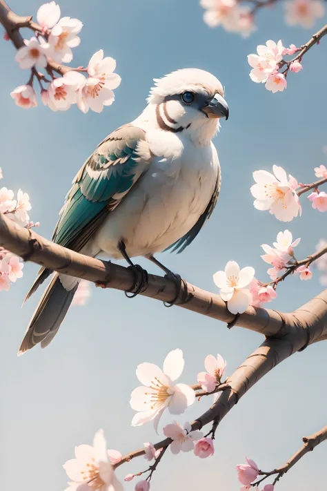 masterpiece, Bird perched on cherry blossom branch