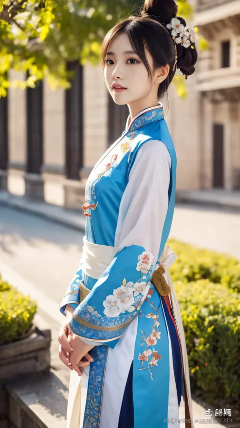 girl, ancient chinese costume, whole body, sunlight, clean face, clean white background, masterpiece, Super detailed, magnificent composition, ultra hd, high quality, very detailed, official art, uniform 8k wallpaper, Super detailed, 32k