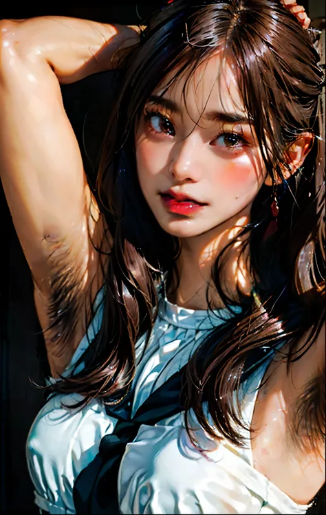 PM, Light brown eyes, (Japanese girl),1girl in, 27yr old, Innocence, (Photorealsitic),(top-quality:1.4), (超A high resolution:1.2), 超A high resolution, (A detailed eye), (detailed facial features), nfsw, 8k resolution, (lensflare:0.7),Colossal tits,(bushy e...