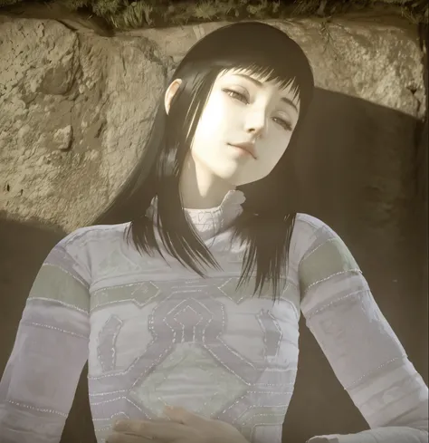 Beautiful girl Mono from shadow of the colossus, awakes from death happy and healthy in wonder, 8k