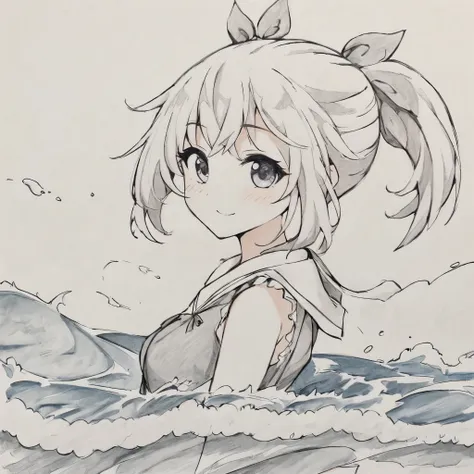 sketchnime, (masterpiece, best quality:1.2), 1girl, solo, perfectly detailed art, dancing on water waves