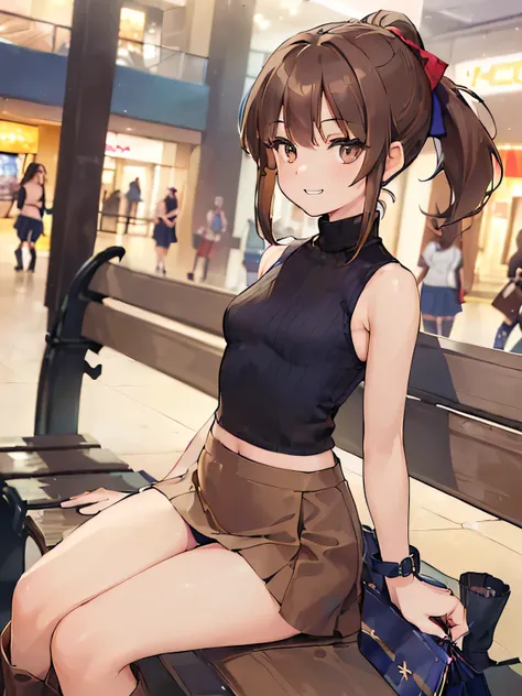 (masterpiece, highest quality, High resolution, realistic pictures, realistic skin:1.1),
(女性はShopping Mall Benchに座っている:1.8),
(she is sitting with her legs closed: 1.6),
(Please use the female panty shots facing the front.:1.8),
(grinning expression:1.5),
(...