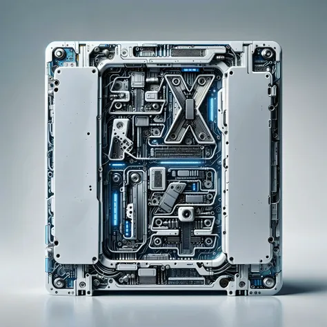 (metal card:1.5), digital art，cyberpunk，(white ceramic housing:1.5)，blue transparent glass，3d rendering，ray tracing，reasonable s...